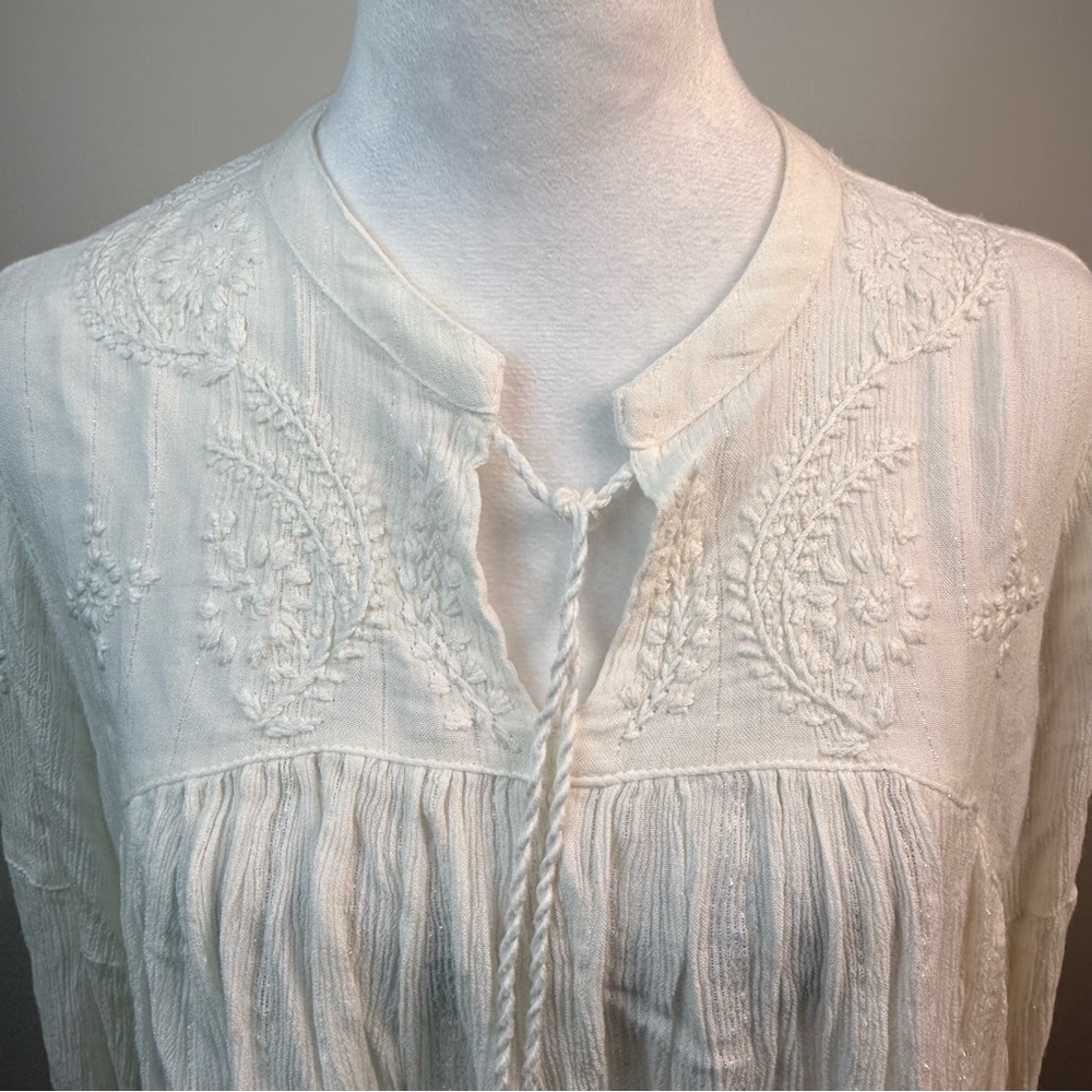 Rachel Zoe Ivory Embroidered Boho Tunic Top | Like New | Bohemian - Picture 11 of 17